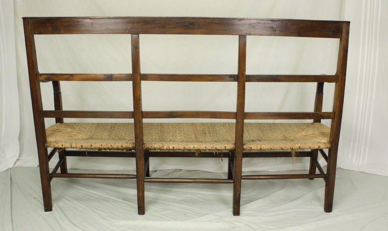 Elegant French Antique Rush-Seated Bench 4