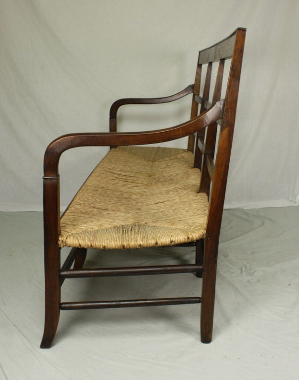 Elegant French Antique Rush-Seated Bench 5