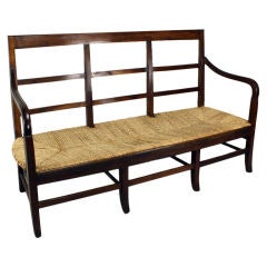 Elegant French Antique Rush-Seated Bench