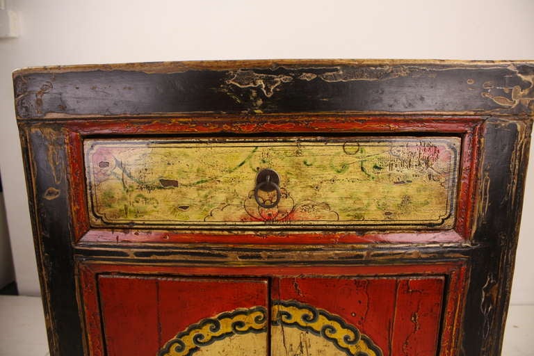 20th Century Colorful Antique Mongolian Cabinet