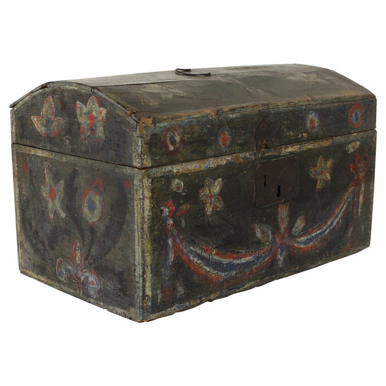 Antique French Painted Wedding Box For Sale