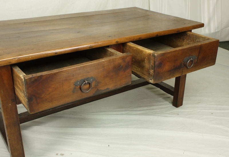 19th Century Antique French Two Drawer Cherry Coffee Table
