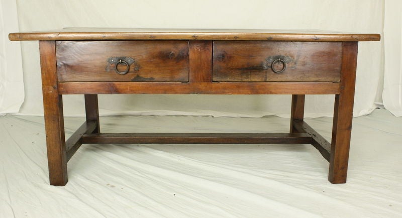 Antique French Two Drawer Cherry Coffee Table 1