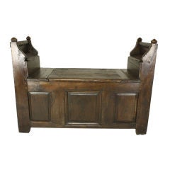 Antique French Chestnut Box Seat with Candle Boxes