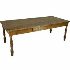 Antique French Oak Long Turned Leg Farmhouse Table