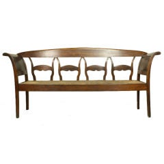 Long French Antique Walnut Bench