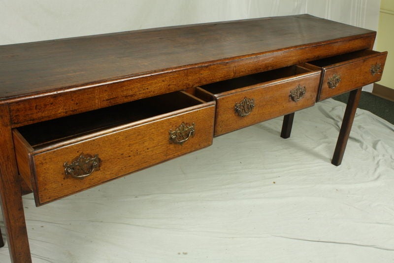 18th Century and Earlier Antique English Three Drawer Oak Server