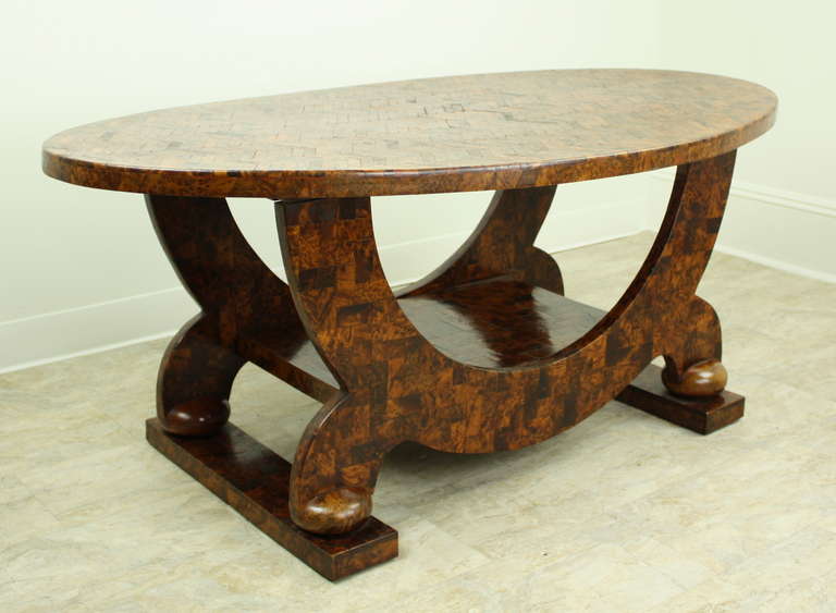 French Coffee Table, Very Elegant Art Deco Marquetry For Sale