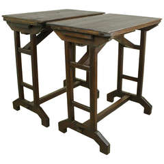 Pair of Antique English Chestnut Stand-Up Reading Tables with Candle Trays