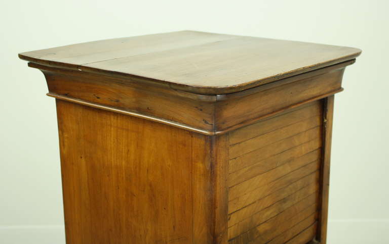 Wood Antique French Cherry Side Cabinet, Tambour Front Cupboard, One Door Below