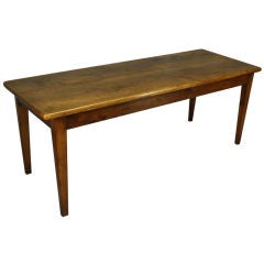 Antique French Ash Country Farm Table, Two Board Chunky Top