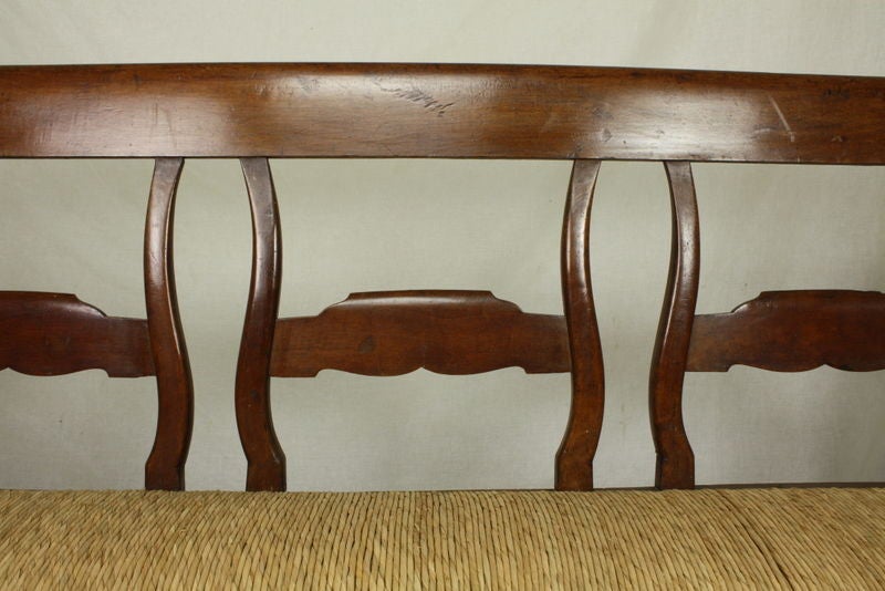 rush seat bench with back