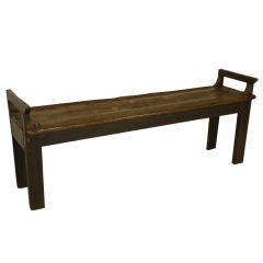 Antique French Pine Bench with Arms
