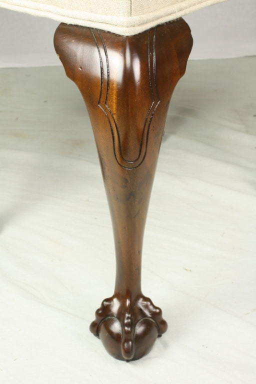 20th Century English Antique Mahogany Ball and Claw Footed Stool For Sale