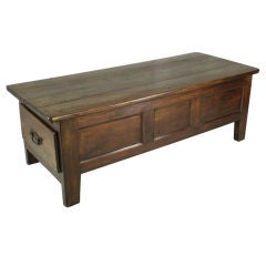 Large Antique French Chestnut Coffee Table
