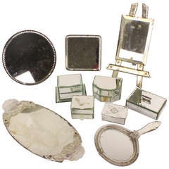 Glamorous Grouping of Antique Mirrored Accessories