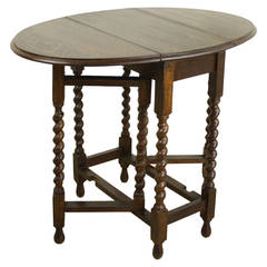 Small Antique English Barley Twist Gateleg Table