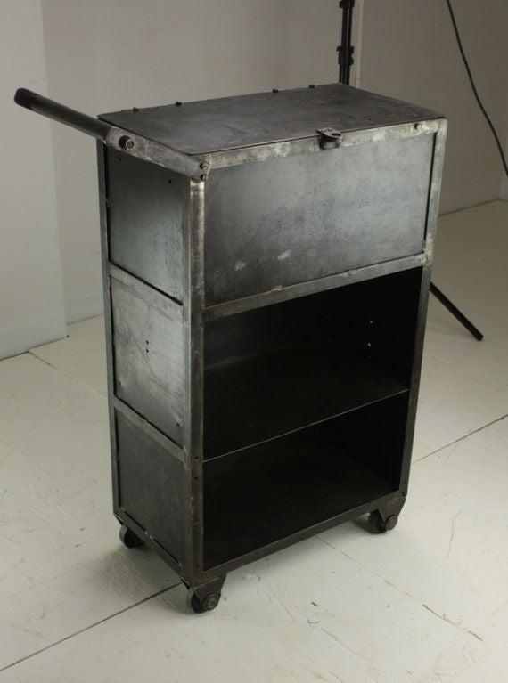 French Mid-Century Industrial Steel Trolley