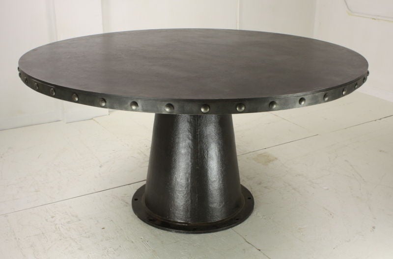 Mid-20th Century Dramatic French Steel Dining Table, 60