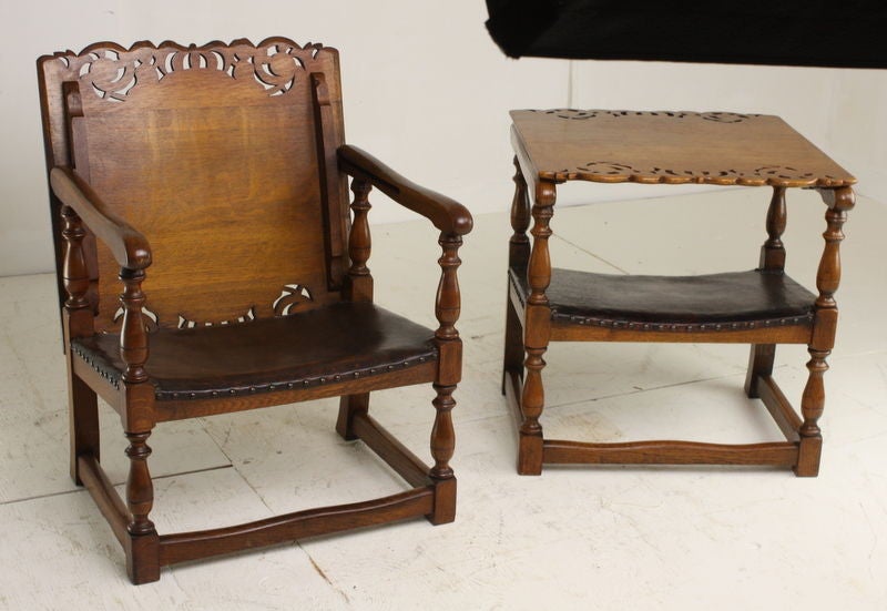 A very unique pair of chairs, surprising and delightful. The chairs, when closed, make a table, whose height is 21 1/2. When open, as chairs, the seats are quite low, 12