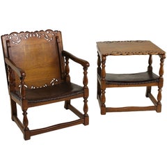 Pair of Vintage English Oak Metamorphic Chairs
