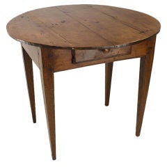 Antique French Round Applewood End Table