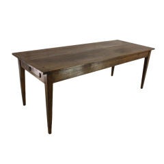 Antique French Oak Farmhouse Table, Two Plank Top