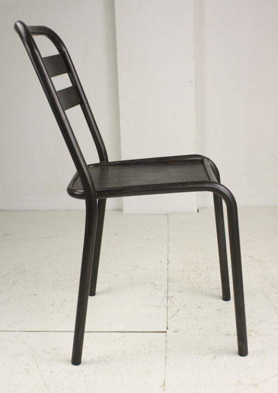 Mid-20th Century SIXVinta ge French Industrial Steel Dining Chairs