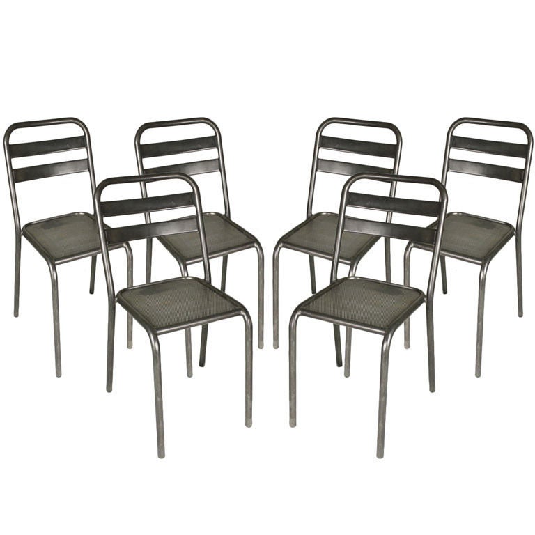 SIXVinta ge French Industrial Steel Dining Chairs 1