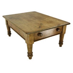 Large Antique English Pine Coffee Table, Big End  Drawer