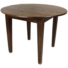 Round French Antique Oak Breakfast Table