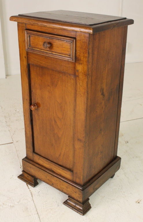 Lovely late Louis Philippe cupboard, with one small drawer above a cupboard. Handsome hand-turned knobs, good storage inside. A suitable side table or end table and the right height for a lamp table.
