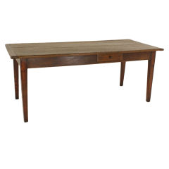 Used French Elm Farmhouse Table, One Drawer