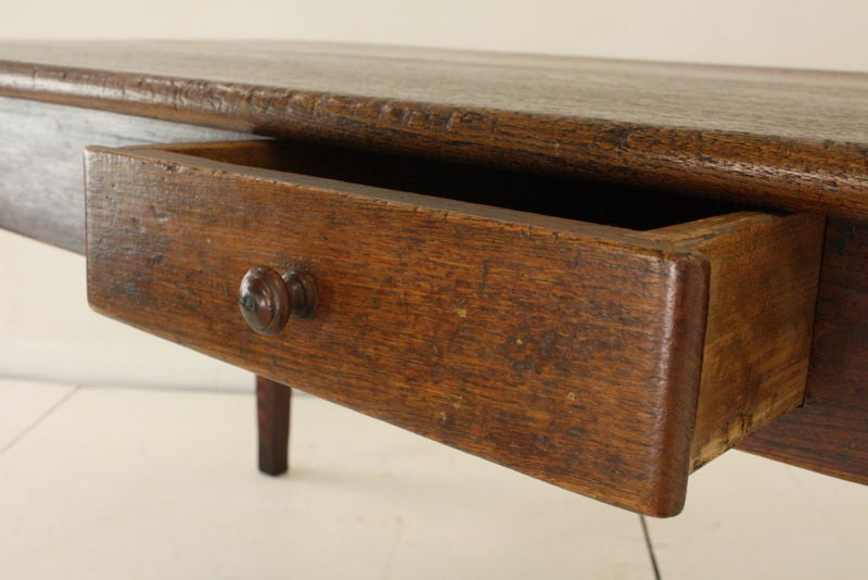 Antique French Elm Farmhouse Table, One Drawer 2