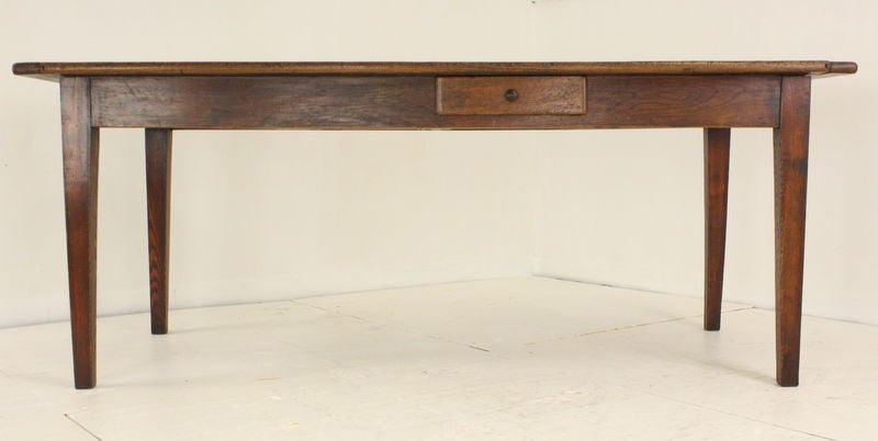 Antique French Elm Farmhouse Table, One Drawer 3