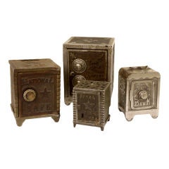 Four Antique Miniature Metal Banks