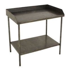 French Industrial Steel Two Tiered Console Table