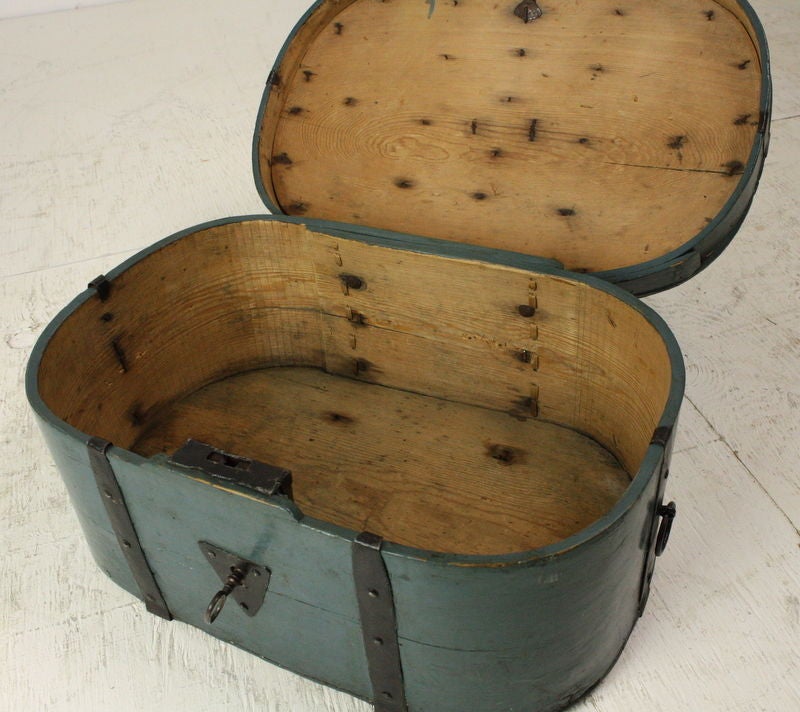 Early 19th C. Swedish Box/Dome Trunk, Original Metal Work 1