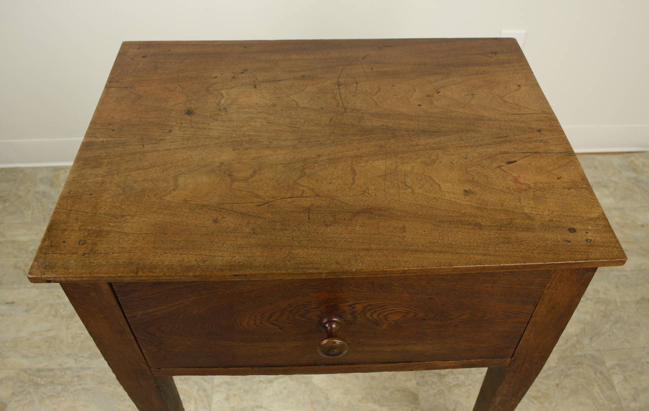 French Antique Walnut and Oak Side Table