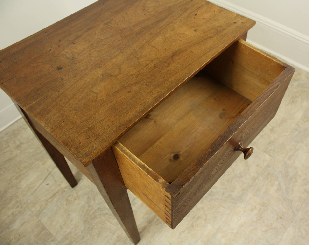 19th Century Antique Walnut and Oak Side Table