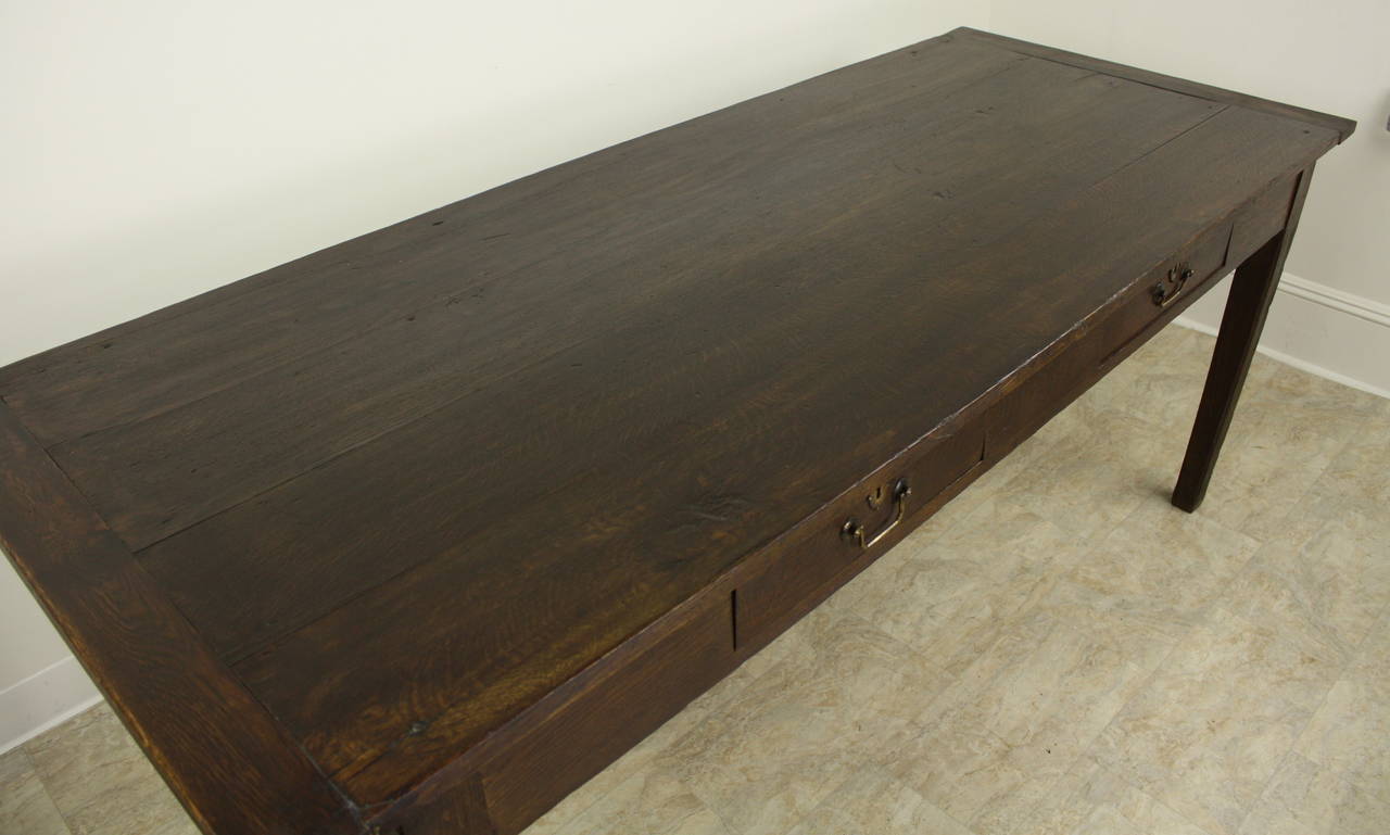 19th Century Antique Two-Drawer Chestnut Farm Table