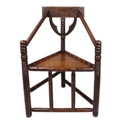 Antique Arts & Crafts English Oak Corner Chair