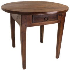Round Chunky Cherry French Occasional Table, One Drawer