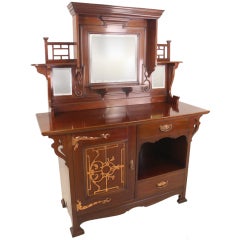 Stunning English Art Nouveau Period Walnut/Copper Sideboard