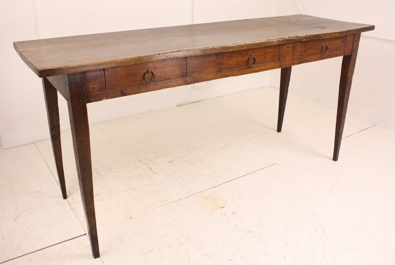 Long Antique French Walnut Server, One Board Top