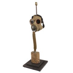 Unique English WW1 Gas Mask Lamp Base