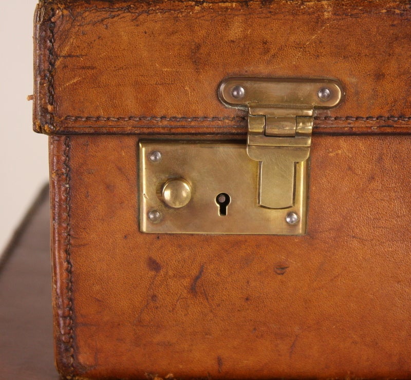Mid-20th Century Stack Of Three English Leather Suitcases