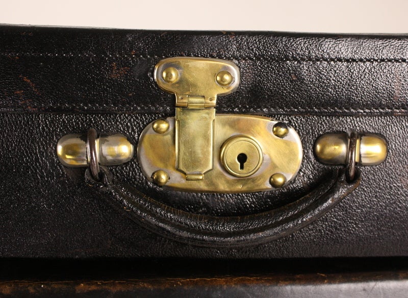 Mid-20th Century Set Of Four Black Leather English Vintage Cases