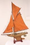 Vintage English Pond Yacht, Orange Sails