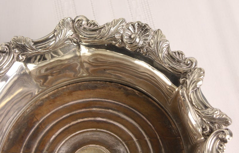 19th Century Pair of Antique Georgian English Silver Wine Coasters